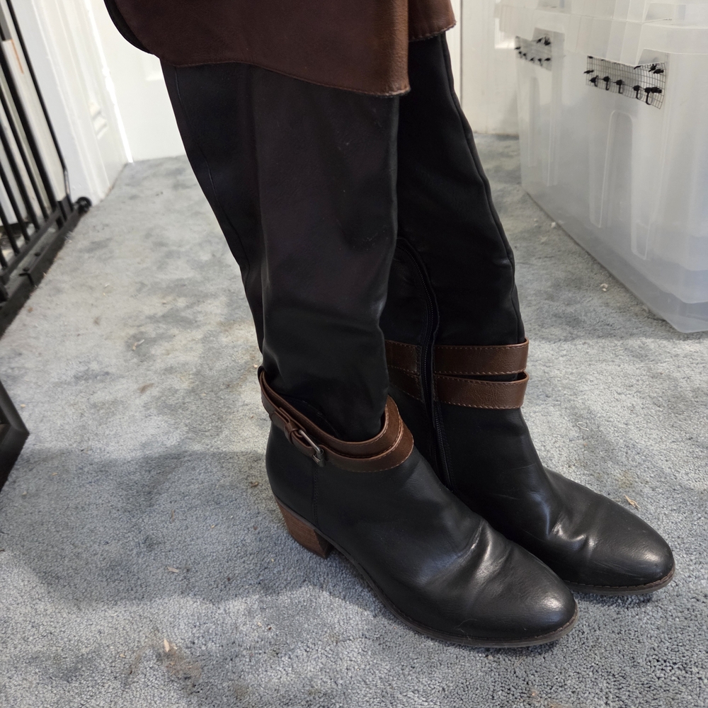 Black and Brown Women's Leather Boots